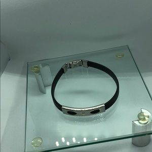 Man bracelet leather with stainless ends